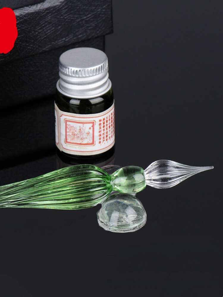 1 pieza Pluma de la inmersión de vidrio - Verde - Añade 1