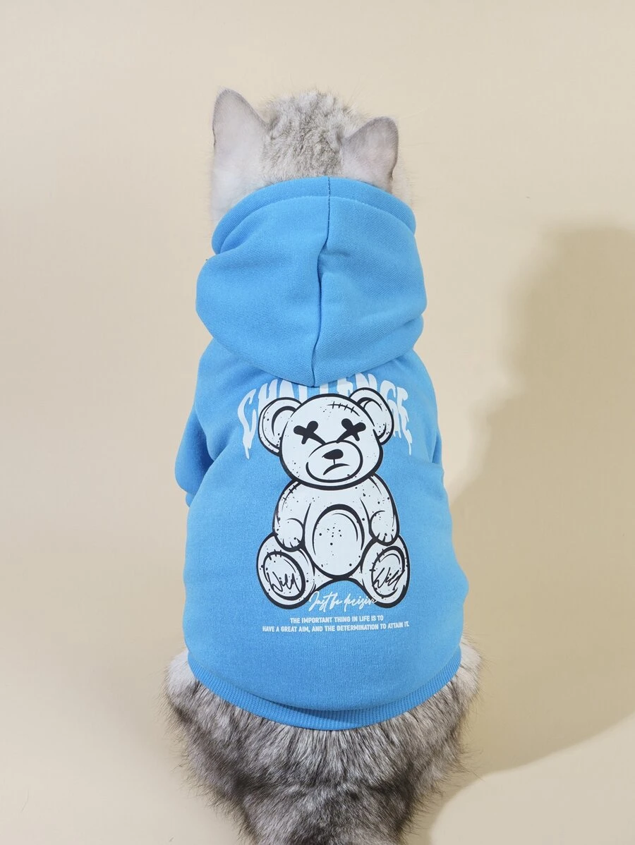 PETSIN 1入組卡通小熊印花寵物連帽衫 - 彩色 - 查看 1