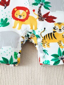 男嬰動物印花襯衫連體短褲 - 彩色 - 查看 6