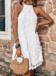 SHEIN VCAY 貼花細節繞頸洋裝