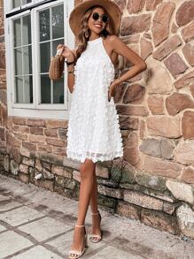 SHEIN VCAY 貼花細節繞頸洋裝