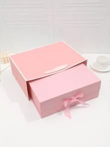 1pc Paper Gift Box(1 Gift Bag), Pink Gift Packaging Box For Party - Pink - View 8