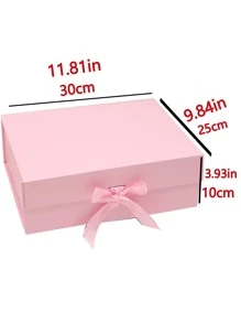 1pc Paper Gift Box(1 Gift Bag), Pink Gift Packaging Box For Party - Pink - View 3