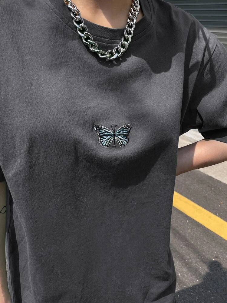 Butterfly Patched Drop Shoulder Tee