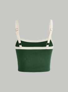 SHEIN MOD 撞色滾邊吊帶上衣 - 墨綠色 - 查看 2