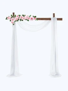 1pc White Window Valance, White Polyester Curtain Valance For Home - White - View 1