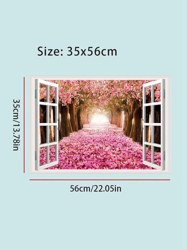 1pc PVC Wall Sticker, Romantic Floral Pattern Wall Decal For Home