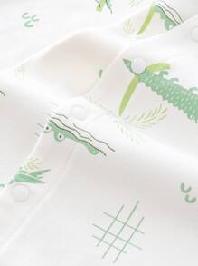 嬰兒卡通圖案撞色滾邊連身背心 - 白色 - 查看 3