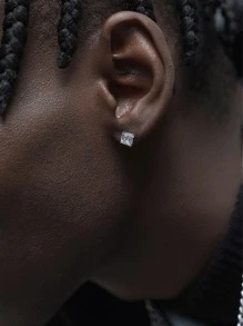 rakol Cái/bộ Nam Đính Đá Cubic Zirconia Trang Trí Từ Bông Tai Nữ Cho Tiệc Cưới Đồng Punk Hông Phong Cách Pop - Bạc - Xem 5