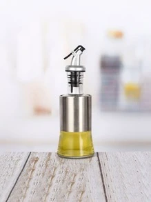 1pc Glass Oil Dispenser, Classic Oil Dispenser Bottle For Kitchen - Silver - View 1