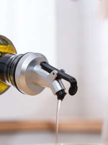 1pc Glass Oil Dispenser, Classic Oil Dispenser Bottle For Kitchen - Silver - View 3