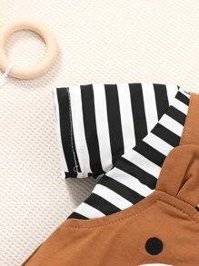 Baby Boy Striped & Cartoon Graphic Bow Front 2 In 1 Jumpsuit - Multicolor - View 6