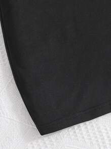 Girls Solid Halter Neck Fitted Dress - Black - View 5