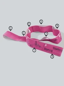 Correa de estiramiento de Yoga de 8 secciones con bucles ajustables para corrección de postura, banda elástica de Pilates - Rosa - Ver 3