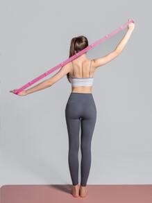 Correa de estiramiento de Yoga de 8 secciones con bucles ajustables para corrección de postura, banda elástica de Pilates - Rosa - Ver 4