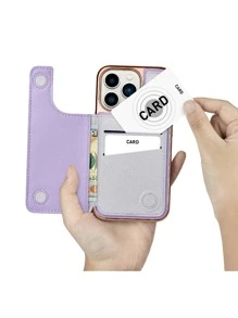 ONEGIF Plating Side Sticker Flip Card Slot Ultra-Fine Leather Wallet Phone Case Compatible With IPhone - Purple - View 3