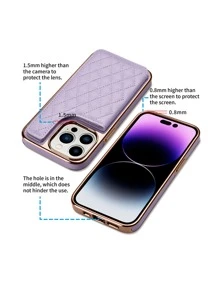ONEGIF Plating Side Sticker Flip Card Slot Ultra-Fine Leather Wallet Phone Case Compatible With IPhone - Purple - View 5