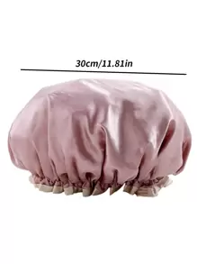 1 pieza / 2 piezas Gorro de ducha impermeable de doble capa, gorro de ducha de unicolor de seda ajustable, gorro de baño impermeable reutilizable con banda elástica para decoración del hogar y el baño, vuelta al colegio en verano