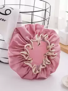 1 pieza / 2 piezas Gorro de ducha impermeable de doble capa, gorro de ducha de unicolor de seda ajustable, gorro de baño impermeable reutilizable con banda elástica para decoración del hogar y el baño, vuelta al colegio en verano