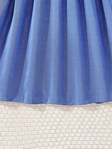 Chicas Vestido con cinturón con bordado floral ribete con fruncido - Azul y blanco - Ver 5