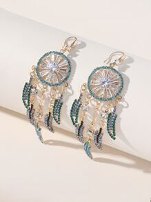 1 PC Đá Trang Trí Dream Catcher Bông Tai Giọt Đồng Trang Sức - Màu xanh lam - Xem 2