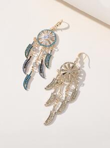 1 PC Đá Trang Trí Dream Catcher Bông Tai Giọt Đồng Trang Sức - Màu xanh lam - Xem 5