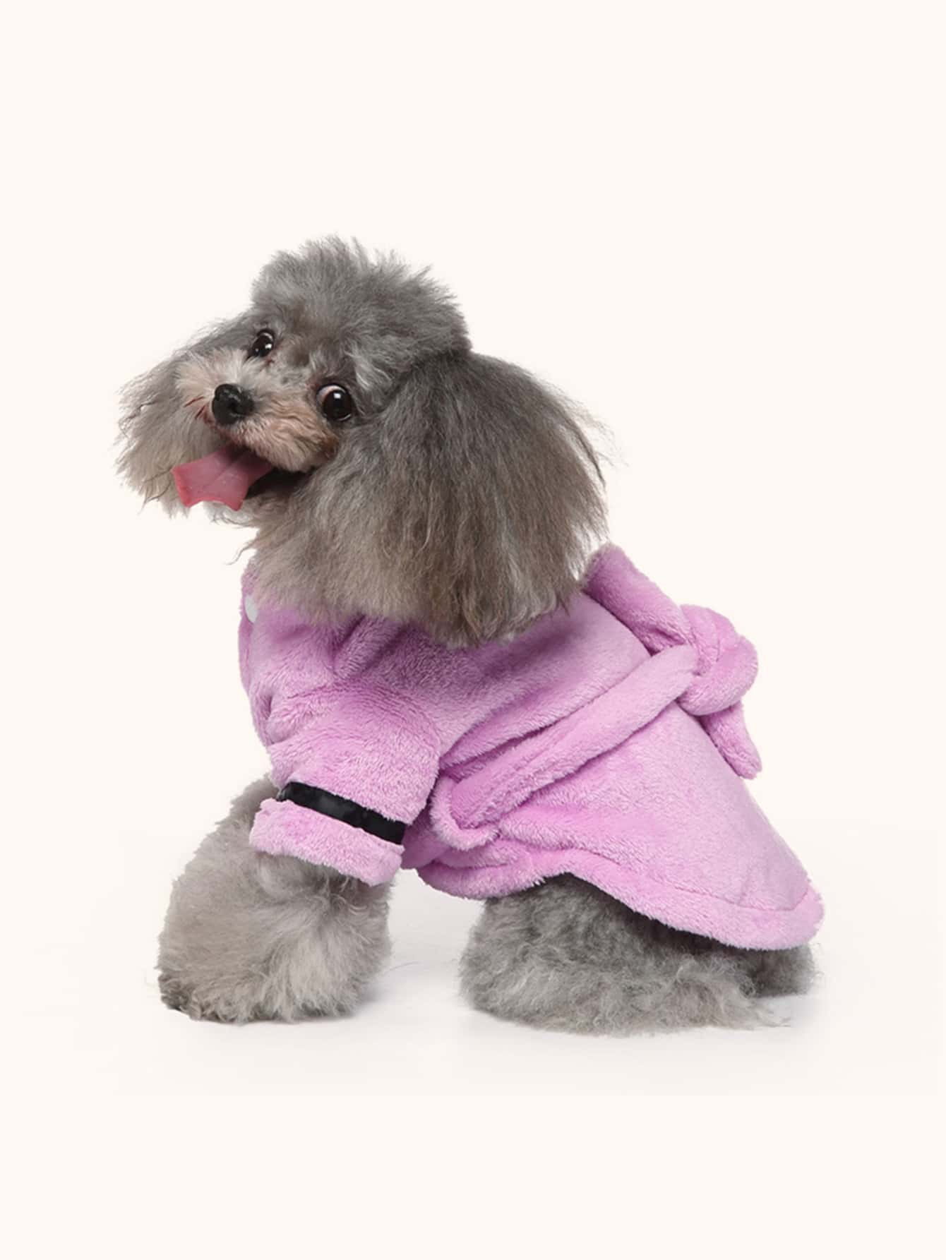 1入組長毛絨寵物浴袍 - 紫色 - 查看 1