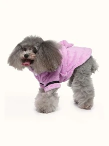 1入組長毛絨寵物浴袍 - 紫色 - 查看 3