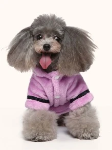 1入組長毛絨寵物浴袍 - 紫色 - 查看 5