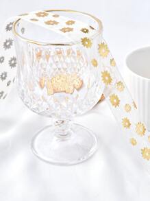 1入組-2個尺寸的金色花裝飾禮品包裝緞帶,禮品包裝緞帶,禮物蝴蝶結 - 金色 - 查看 3