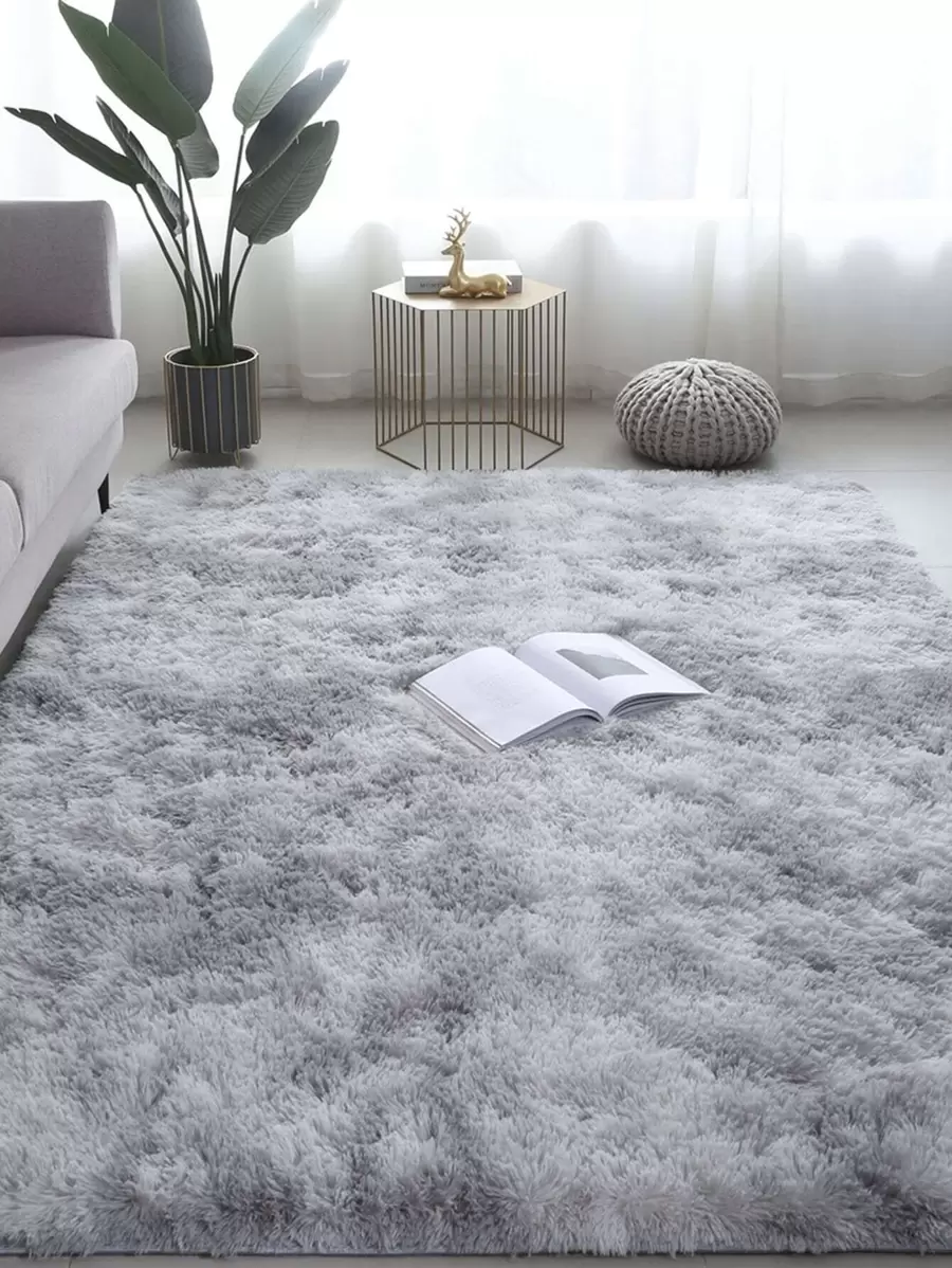 1pc Polyester Rug, Tie Dye Fuzzy Bedroom Rug For Living Room ,Room Decor - Grey - View 1