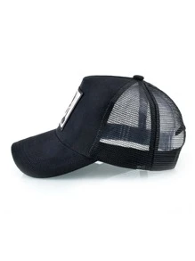 1pc Unisex Black Baseball Cap With Embroidered Horse Logo, Suitable For Daily Casual And Sports Wear - Black - View 4