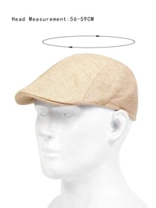 男士素色鴨舌帽 - 米色 - 查看 4