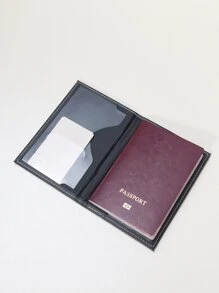 Letter Graphic Passport Case - Black - View 2