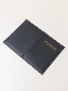 Letter Graphic Passport Case - Black - View 3