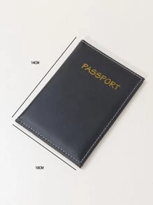 Letter Graphic Passport Case - Black - View 4