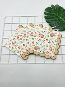 16pcs/set Paper Disposable Napkin, Cute Cartoon Animal & Plant Pattern Disposable Napkin For Home - Multicolor - View 2