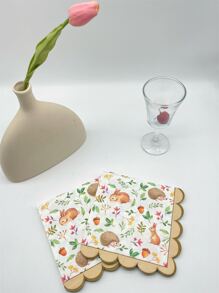 16pcs/set Paper Disposable Napkin, Cute Cartoon Animal & Plant Pattern Disposable Napkin For Home - Multicolor - View 3
