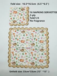 16pcs/set Paper Disposable Napkin, Cute Cartoon Animal & Plant Pattern Disposable Napkin For Home - Multicolor - View 5
