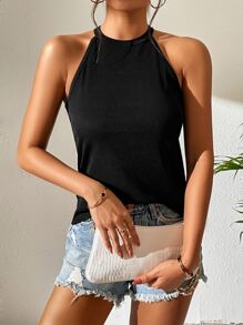 Chiquease Solid Halter Top - Black - View 4