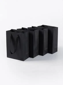 Bộ 4 túi giấy đựng quà, túi gói quà màu đen tối giản cho gia đình và tiệc tùng, Giáng sinh - màu đen - Xem 1