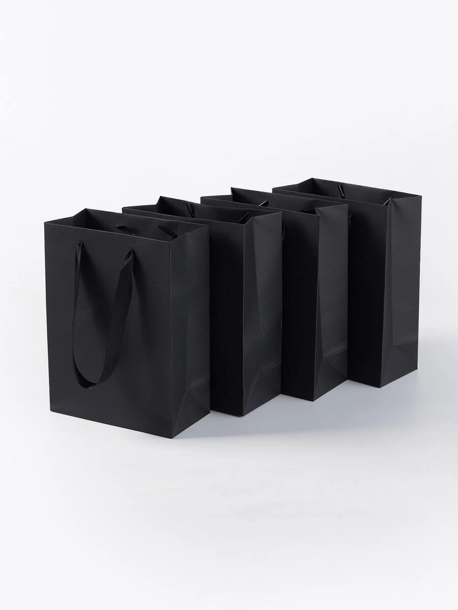 Bộ 4 túi giấy đựng quà, túi gói quà màu đen tối giản cho gia đình và tiệc tùng, Giáng sinh - màu đen - Xem 1