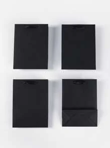 Bộ 4 túi giấy đựng quà, túi gói quà màu đen tối giản cho gia đình và tiệc tùng, Giáng sinh - màu đen - Xem 2