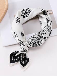 花和佩斯利圖案方巾 - 白色 - 查看 2