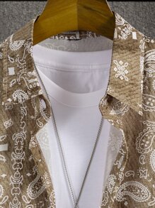 Manfinity RSRT Men Paisley Print Shirt Without Tee - Khaki - View 5