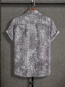 Manfinity RSRT Men Paisley Print Shirt Without Tee - Grey - View 2
