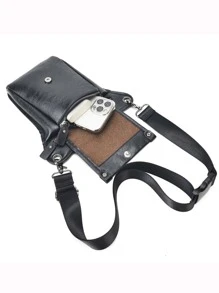 Men Drop Leg Bag Fanny Waist Pack Motorcycle Rider Retro Shoulder Messenger Cross Body Hip Belt Bag Chest Bag - Black - View 7