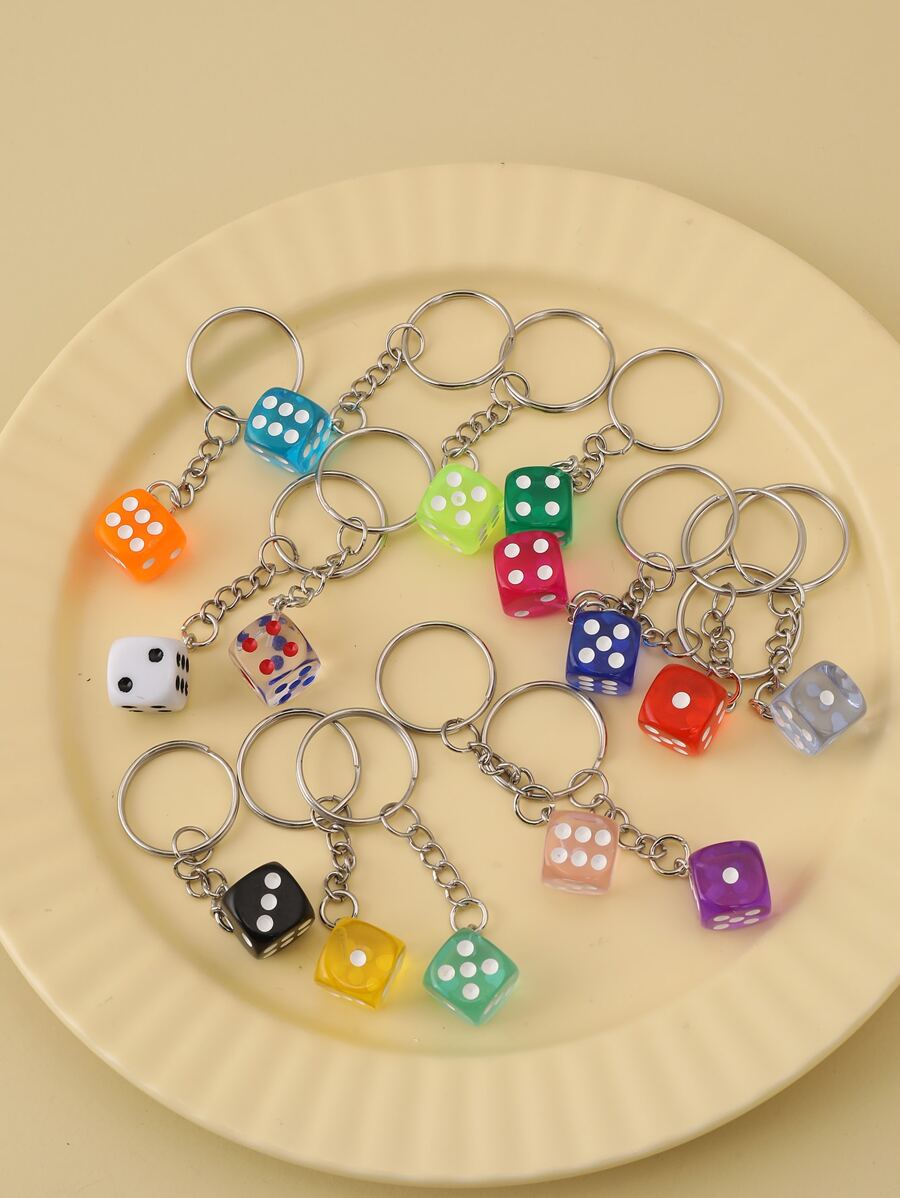 Móc khóa xúc xắc 15 cái - Nhiều màu - Xem 1