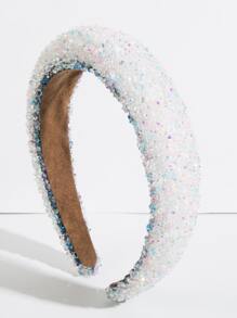 亮片裝飾髮箍 - 白色 - 查看 1
