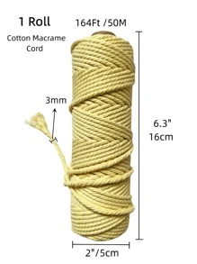 Sợi đan màu 1skein, Sợi đan DIY tối giản cho gia đình - Màu vàng - Xem 2